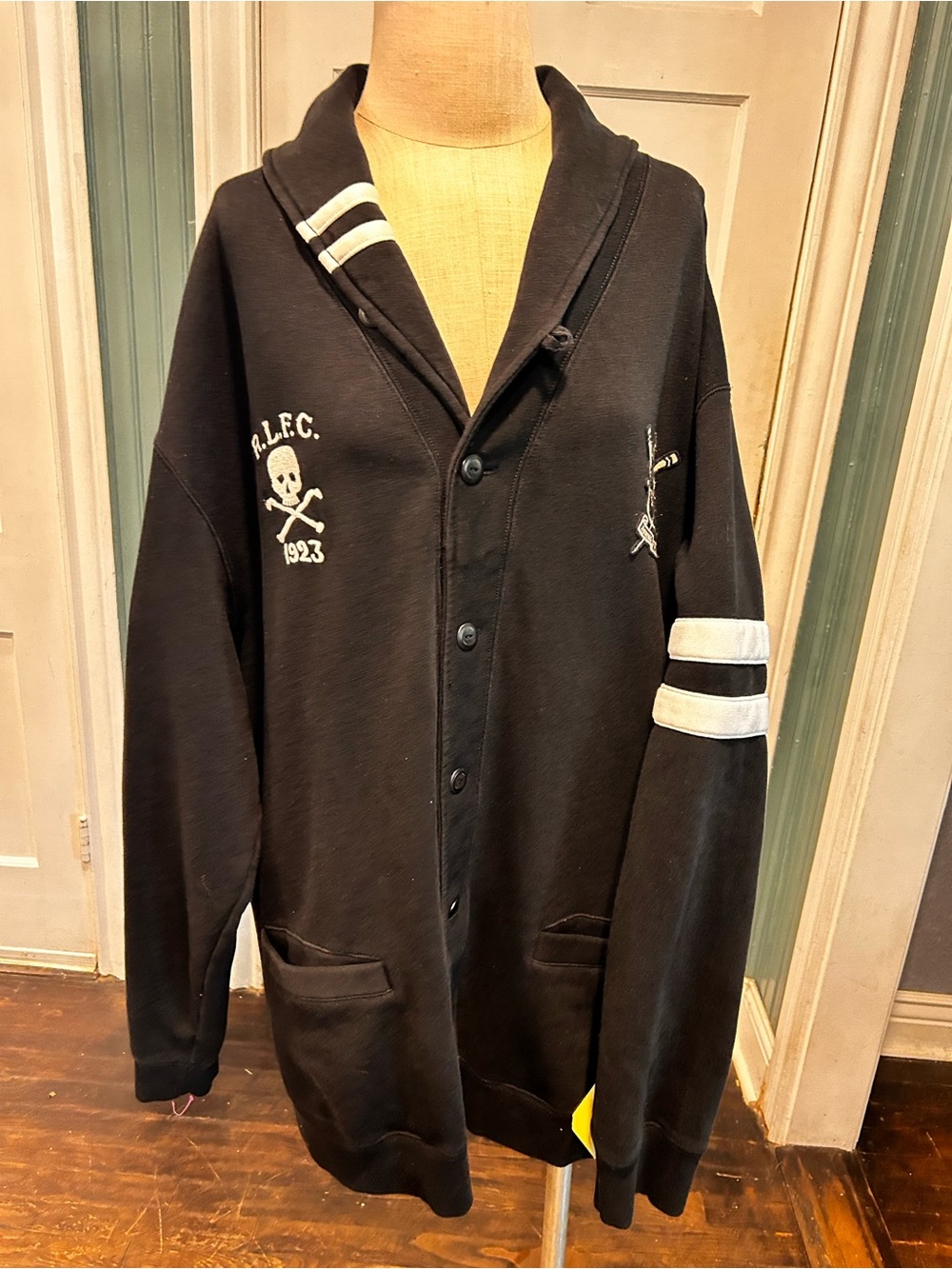 Ralph Lauren vintage Black Embroidered Skull Cardigan Jacket